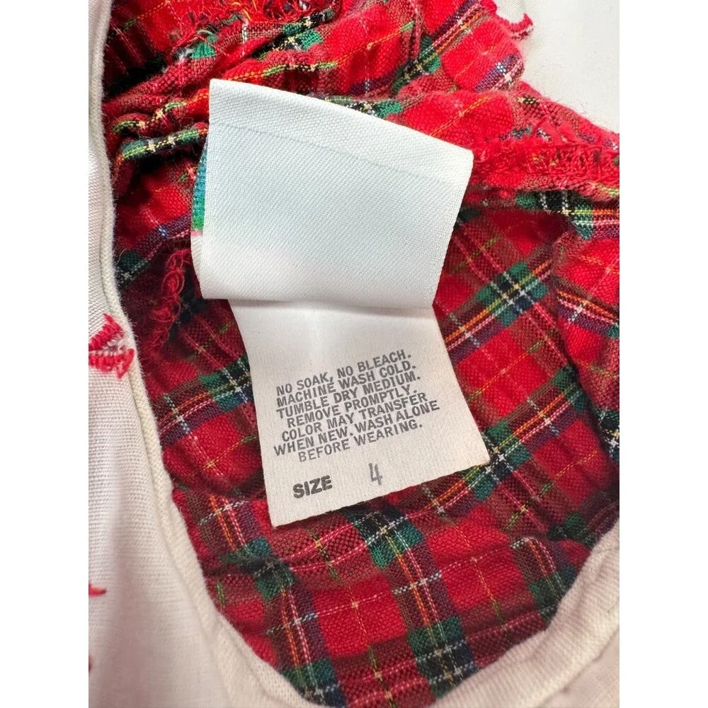 OshKosh BGosh 1980s Toddler Size 4 Red Plaid Cotton Dress Embroidered Collar